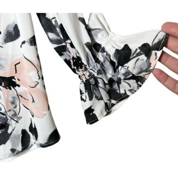 Karl Lagerfeld Paris NWT Floral Multicolor Long Sleeve Blouse Size Small - Picture 4 of 7